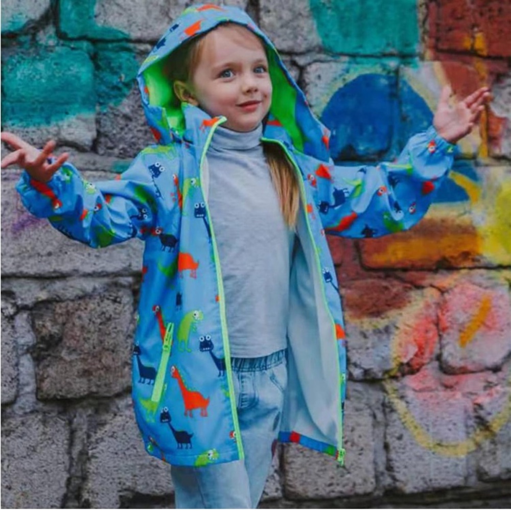 Kids Dinosaur Raincoat - Blue